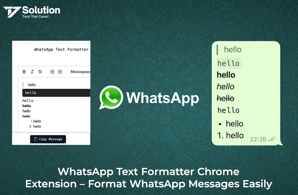 WhatsApp Text Formatter Chrome Extension interface on WhatsApp Web